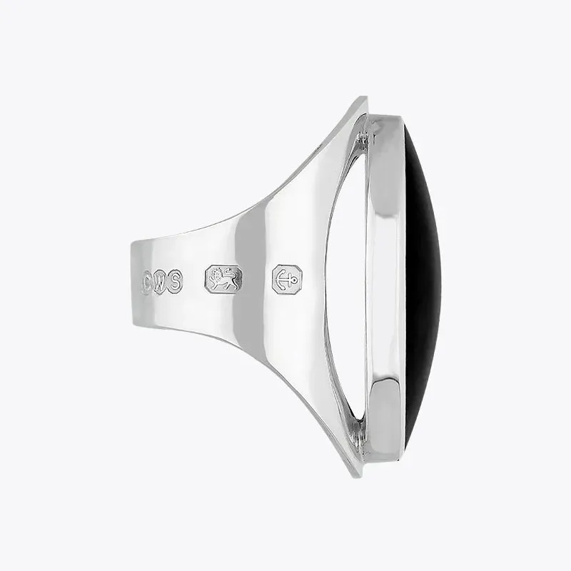 Sterling Silver Whitby Jet Hallmark Large Oval Ring sold by Jura Watches product image thumbnail 3