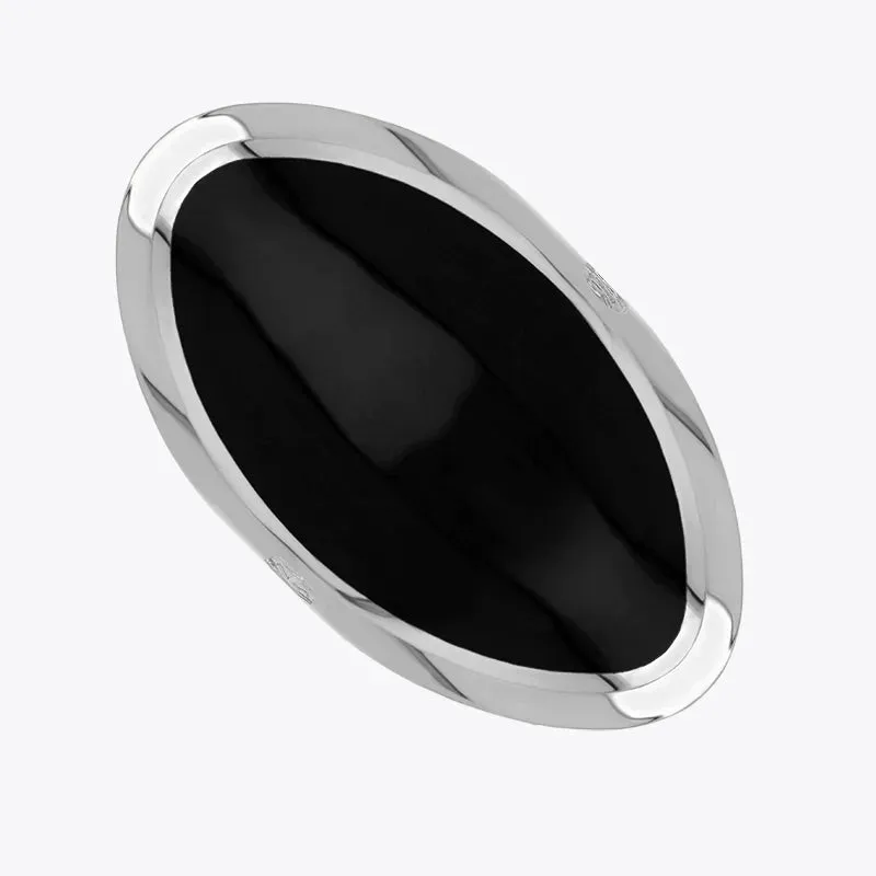 Sterling Silver Whitby Jet Hallmark Large Oval Ring sold by Jura Watches