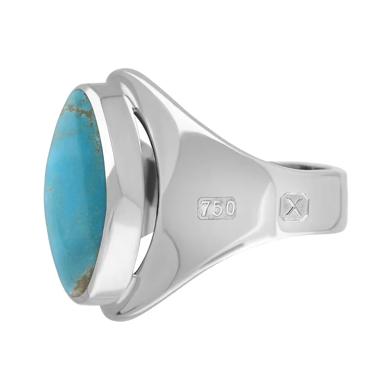 18ct White Gold Turquoise Hallmark Small Oval Ring sold by Jura Watches product image thumbnail 2
