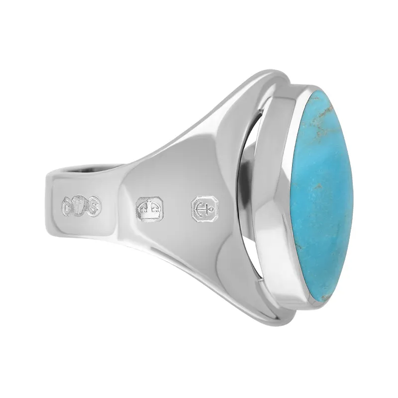 18ct White Gold Turquoise Hallmark Small Oval Ring sold by Jura Watches product image thumbnail 3