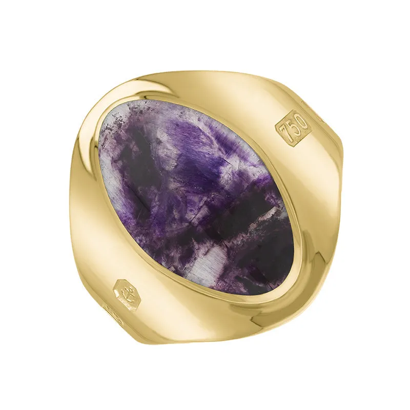 18ct Yellow Gold Blue John Hallmark Small Oval Ring sold by Jura Watches