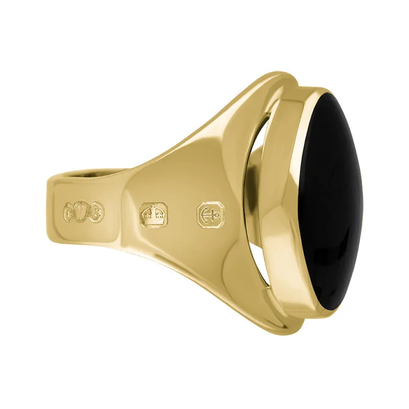 18ct Yellow Gold Whitby Jet Hallmark Small Oval Ring sold by Jura Watches product image thumbnail 3