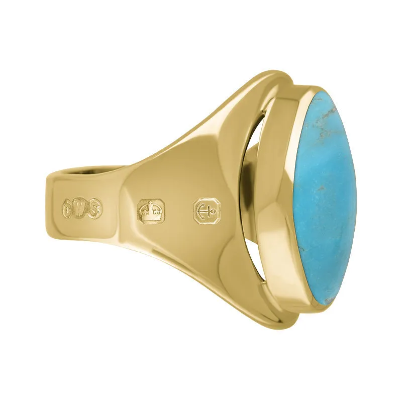 18ct Yellow Gold Turquoise Hallmark Small Oval Ring sold by Jura Watches product image thumbnail 3