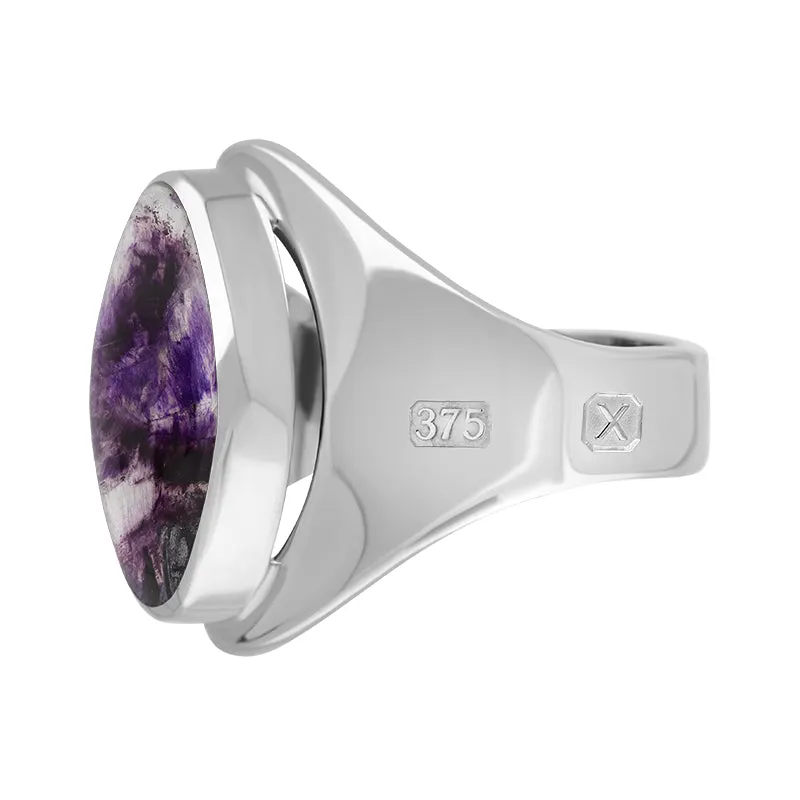 9ct White Gold Blue John Hallmark Small Oval Ring sold by Jura Watches product image thumbnail 2