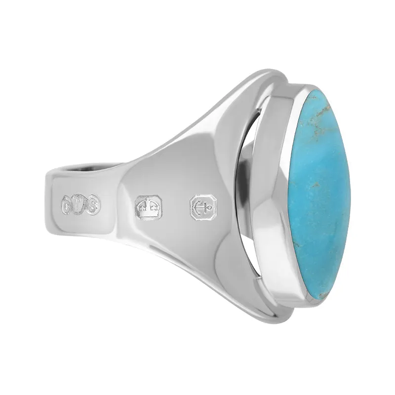 9ct White Gold Turquoise Hallmark Small Oval Ring sold by Jura Watches product image thumbnail 3