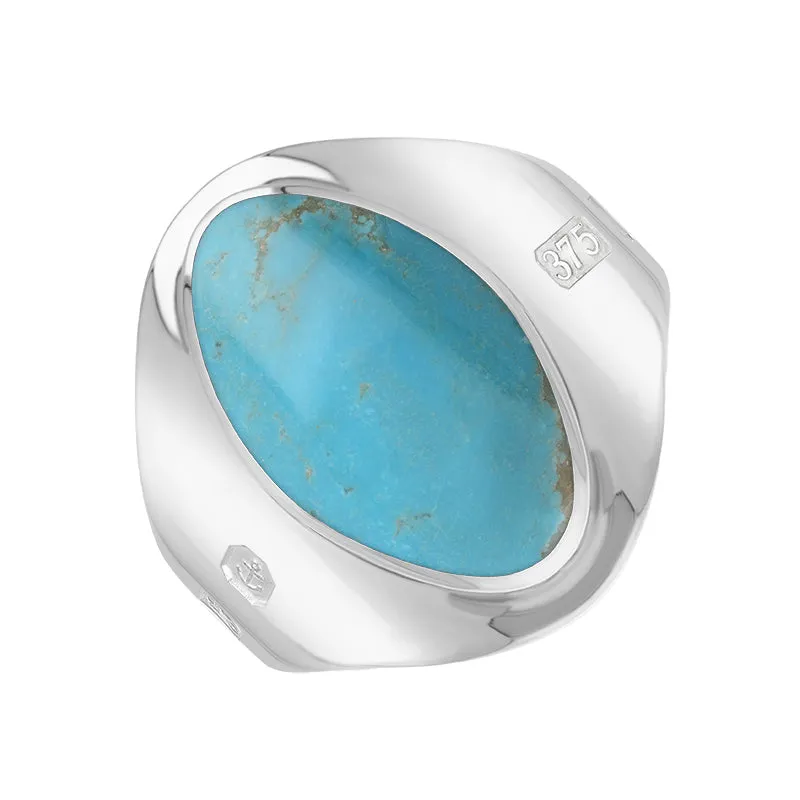 9ct White Gold Turquoise Hallmark Small Oval Ring sold by Jura Watches