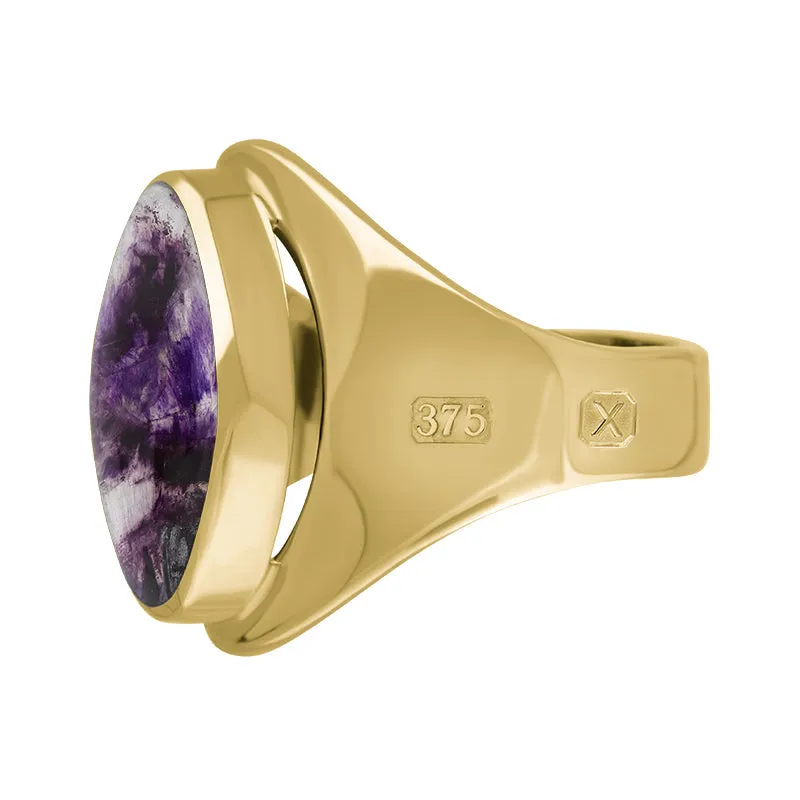 9ct Yellow Gold Blue John Hallmark Small Oval Ring sold by Jura Watches product image thumbnail 2