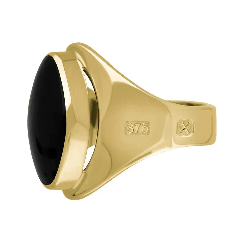 9ct Yellow Gold Whitby Jet Hallmark Small Oval Ring sold by Jura Watches product image thumbnail 2
