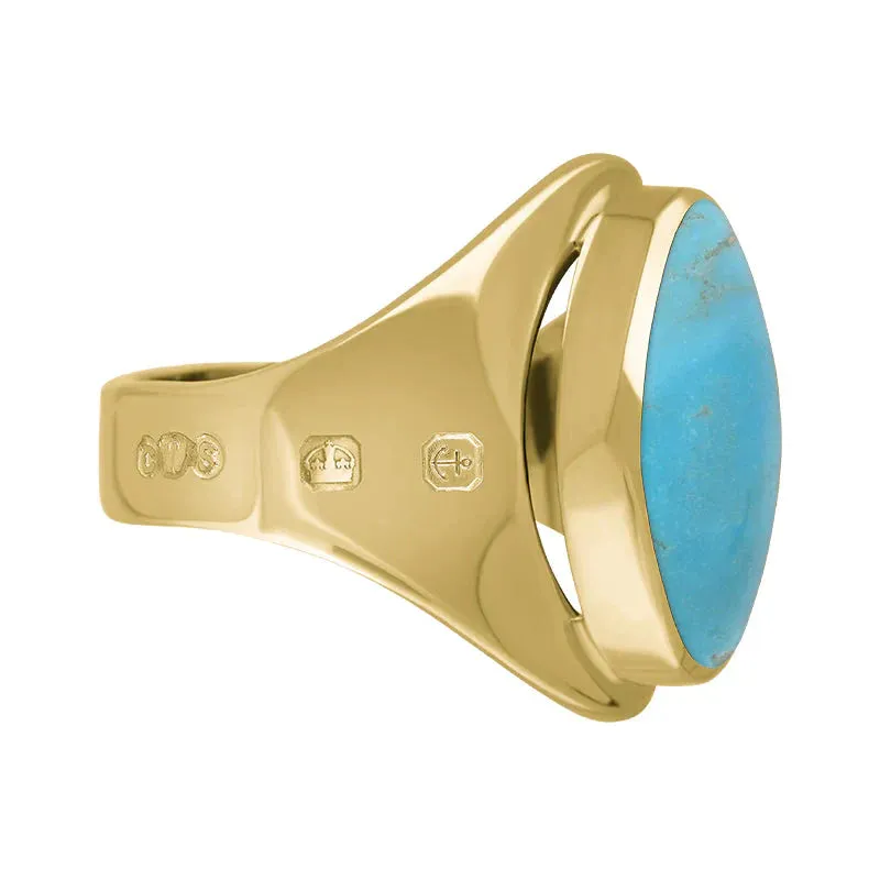 9ct Yellow Gold Turquoise Hallmark Small Oval Ring sold by Jura Watches product image thumbnail 3