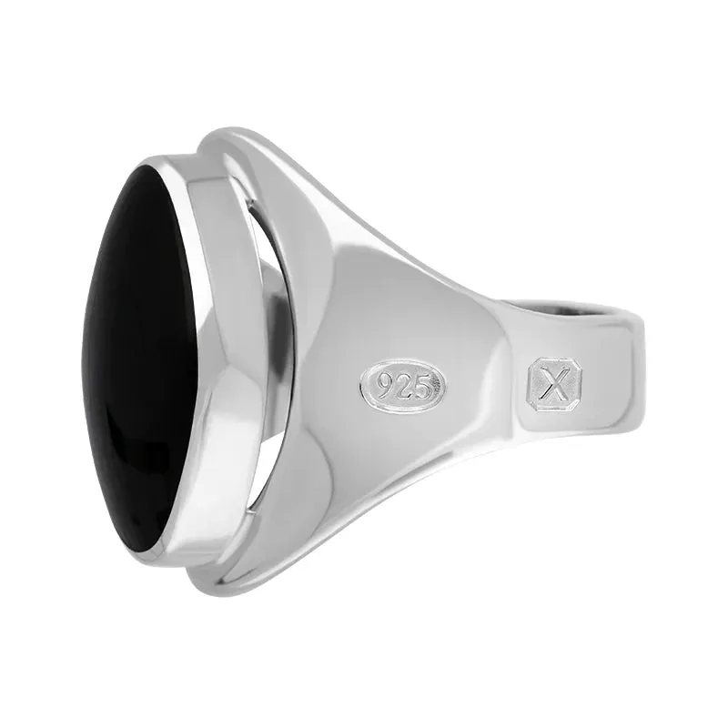 Sterling Silver Whitby Jet Hallmark Small Oval Ring sold by Jura Watches product image thumbnail 2