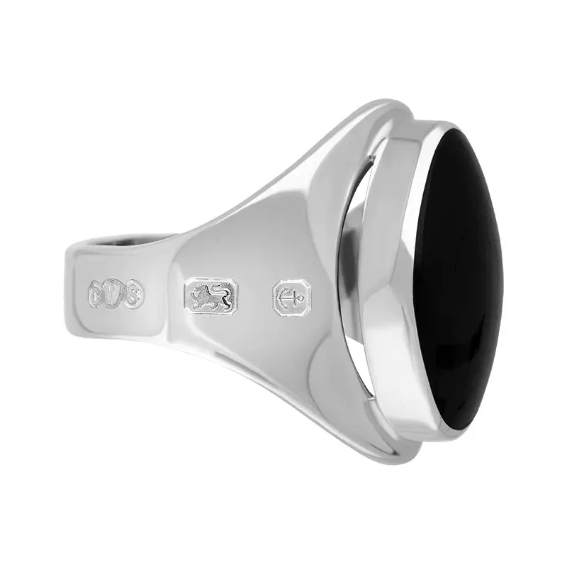 Sterling Silver Whitby Jet Hallmark Small Oval Ring sold by Jura Watches product image thumbnail 3