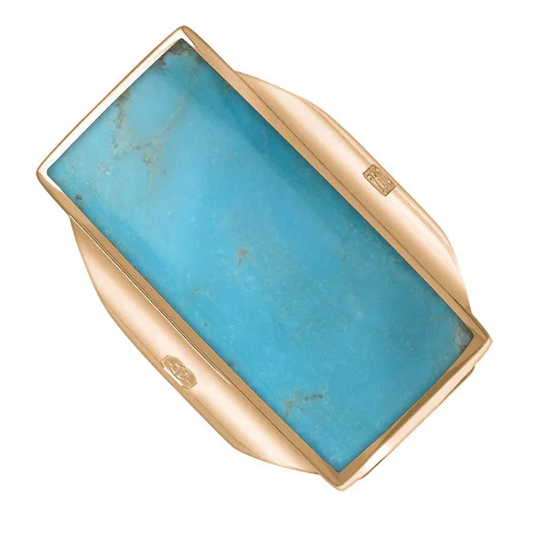 18ct Rose Gold Turquoise Hallmark Large Oblong Ring sold by Jura Watches