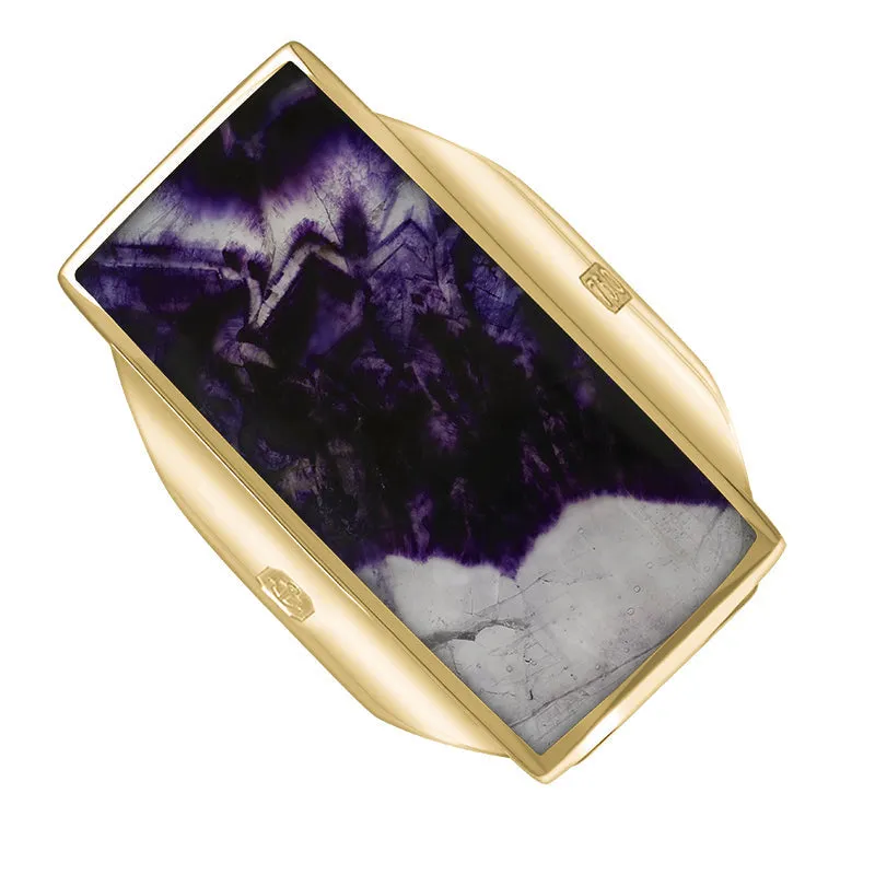 18ct Yellow Gold Blue John Hallmark Large Oblong Ring sold by Jura Watches