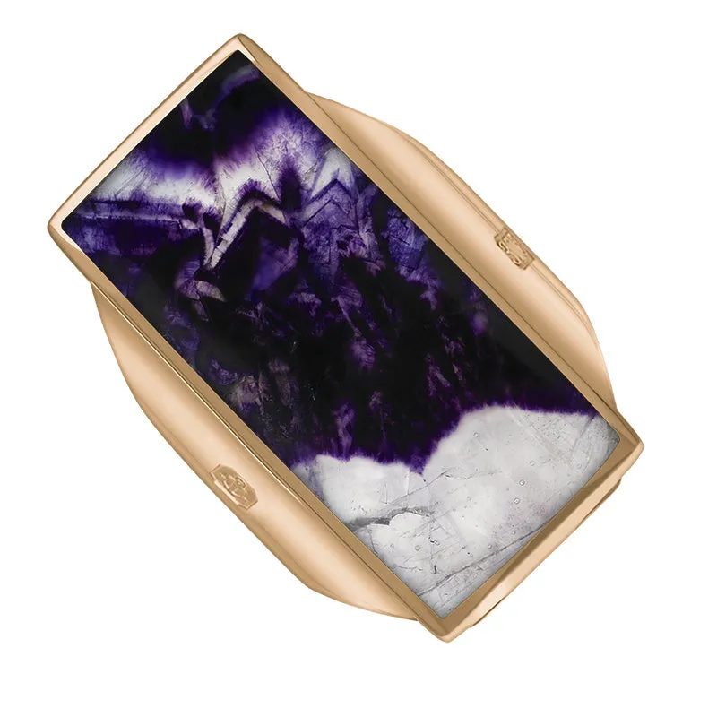 9ct Rose Gold Blue John Hallmark Large Oblong Ring sold by Jura Watches