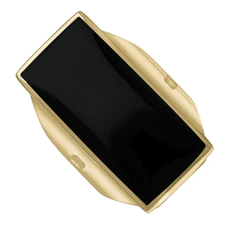 9ct Yellow Gold Whitby Jet Hallmark Large Oblong Ring sold by Jura Watches