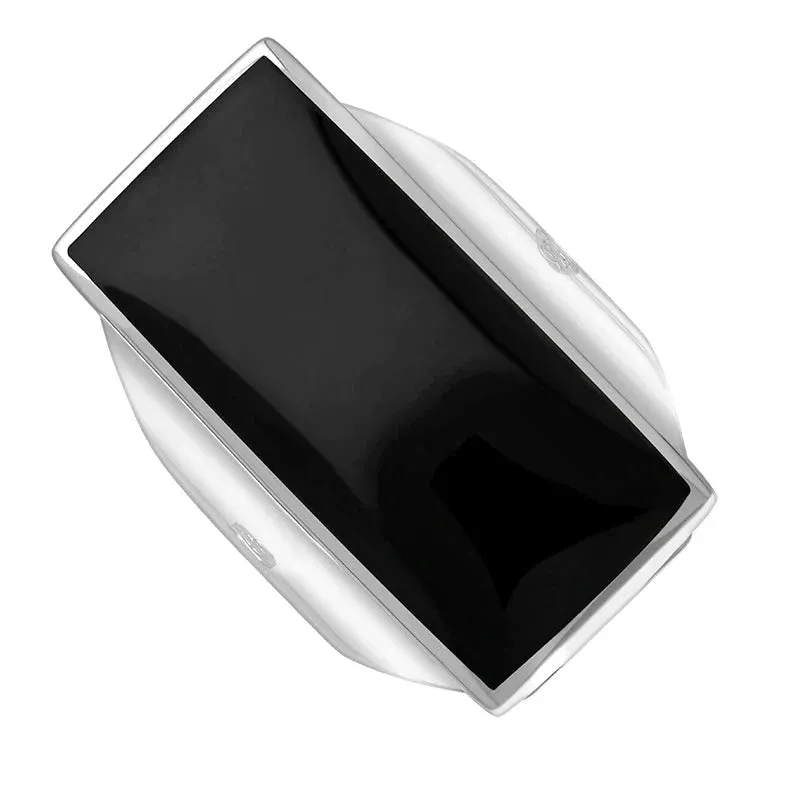 Sterling Silver Whitby Jet Hallmark Large Oblong Ring sold by Jura Watches