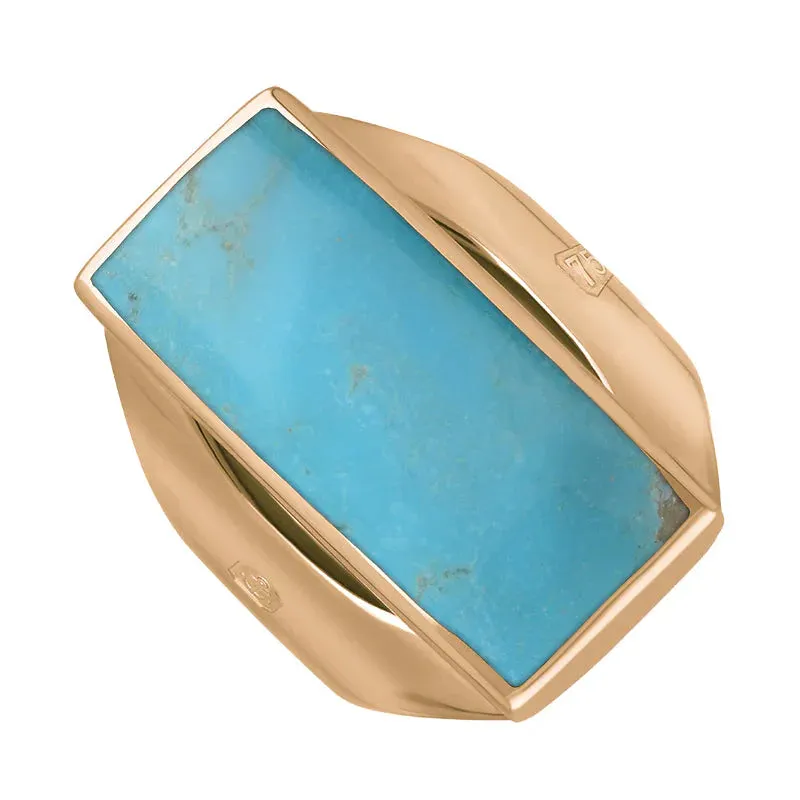 18ct Rose Gold Turquoise Hallmark Medium Oblong Ring sold by Jura Watches