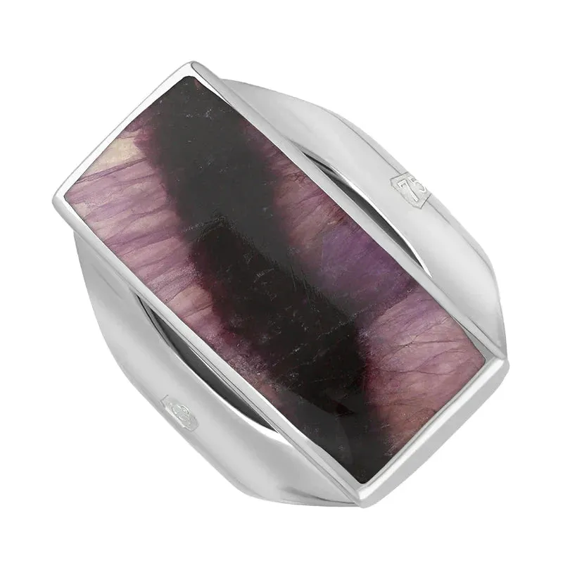 18ct White Gold Blue John Hallmark Medium Oblong Ring sold by Jura Watches