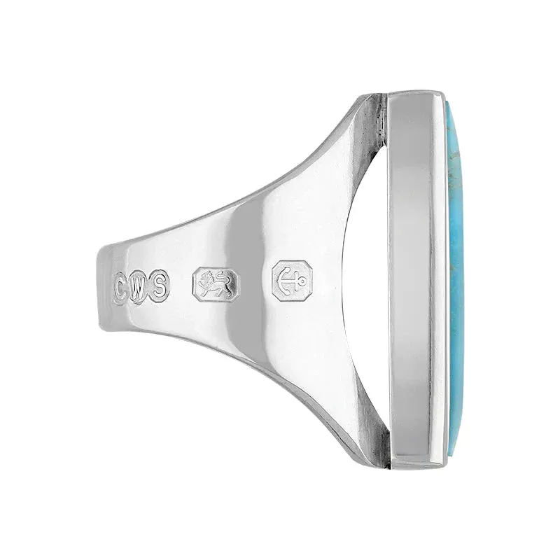 18ct White Gold Turquoise Hallmark Medium Oblong Ring sold by Jura Watches product image thumbnail 2