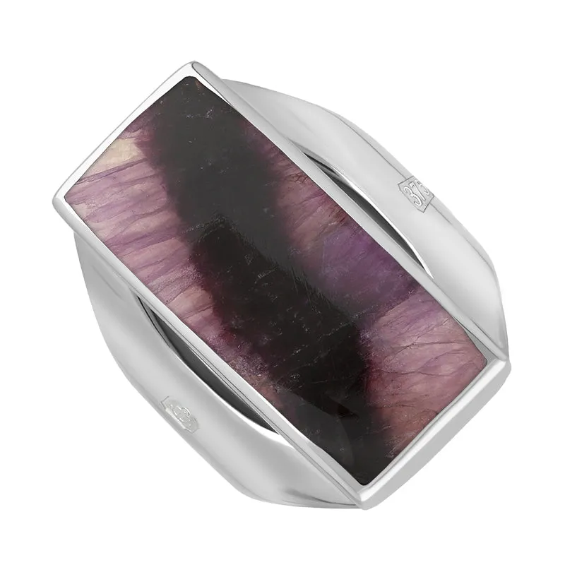 9ct White Gold Blue John Hallmark Medium Oblong Ring sold by Jura Watches