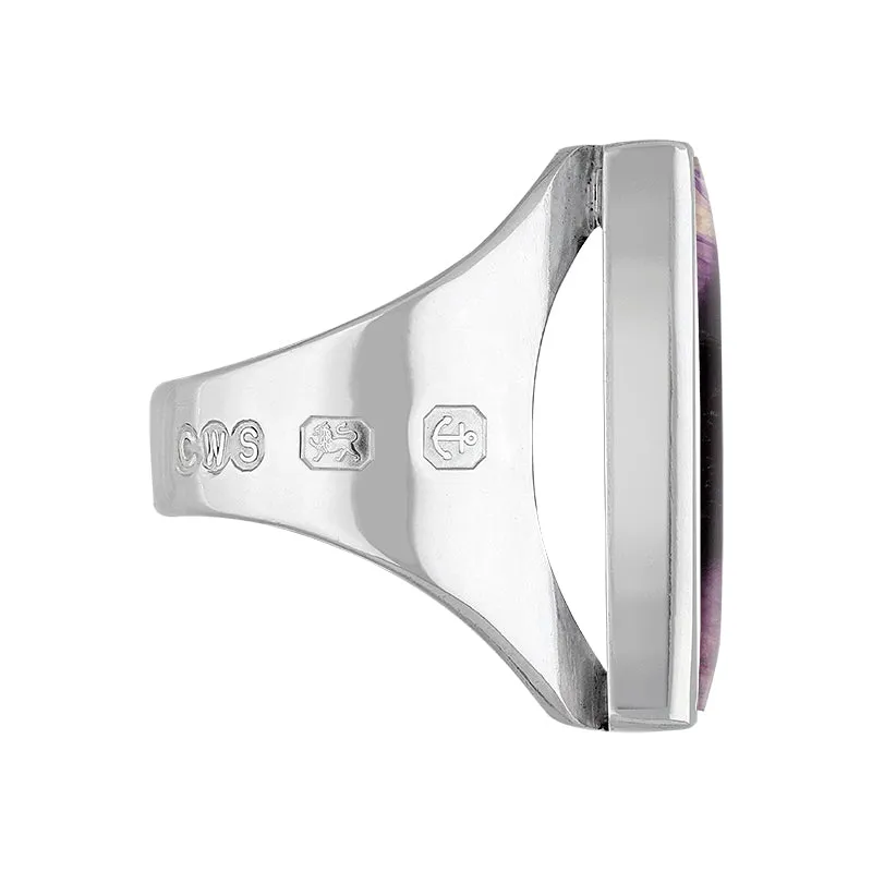 9ct White Gold Blue John Hallmark Medium Oblong Ring sold by Jura Watches product image thumbnail 2