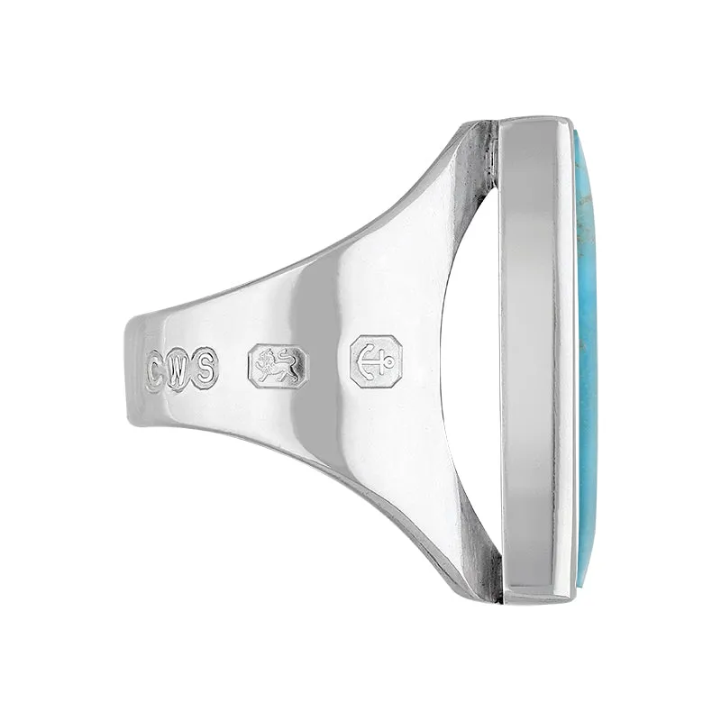 9ct White Gold Turquoise Hallmark Medium Oblong Ring sold by Jura Watches product image thumbnail 2