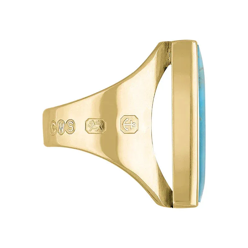 9ct Yellow Gold Turquoise Hallmark Medium Oblong Ring sold by Jura Watches product image thumbnail 2