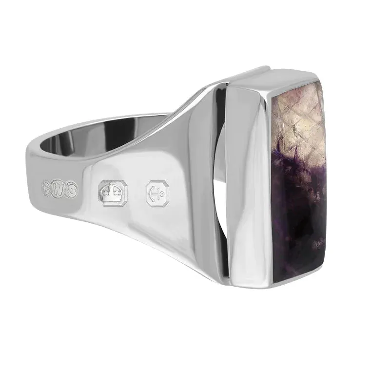 18ct White Gold Blue John Hallmark Small Oblong Ring sold by Jura Watches product image thumbnail 3