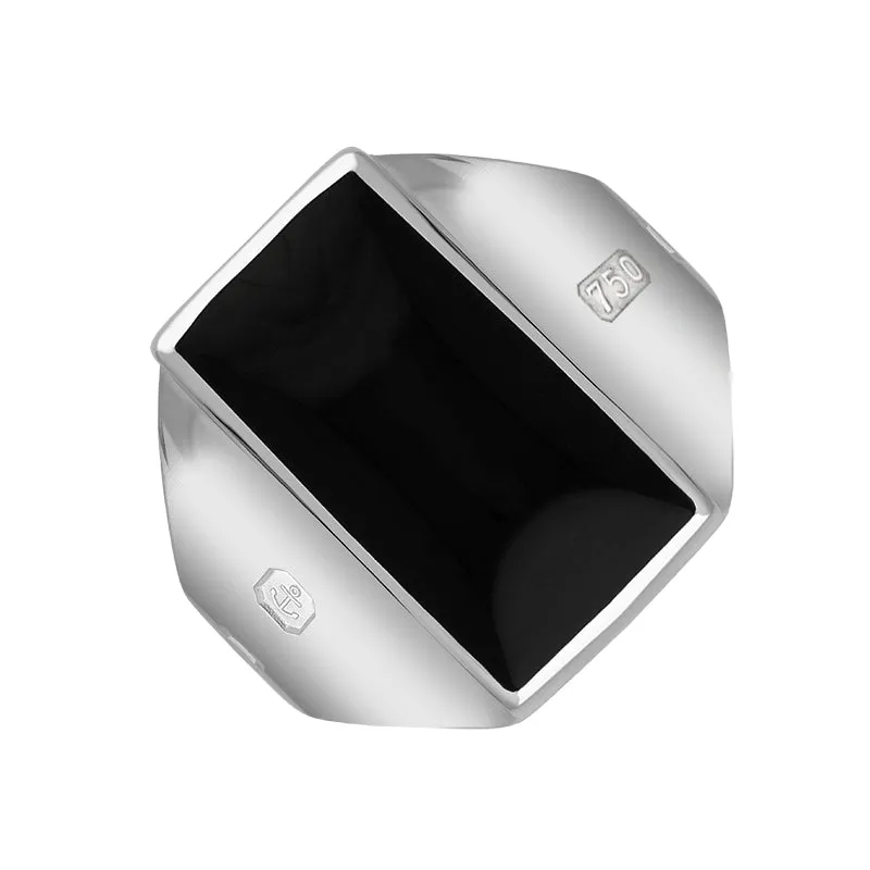 18ct White Gold Whitby Jet Hallmark Small Oblong Ring sold by Jura Watches