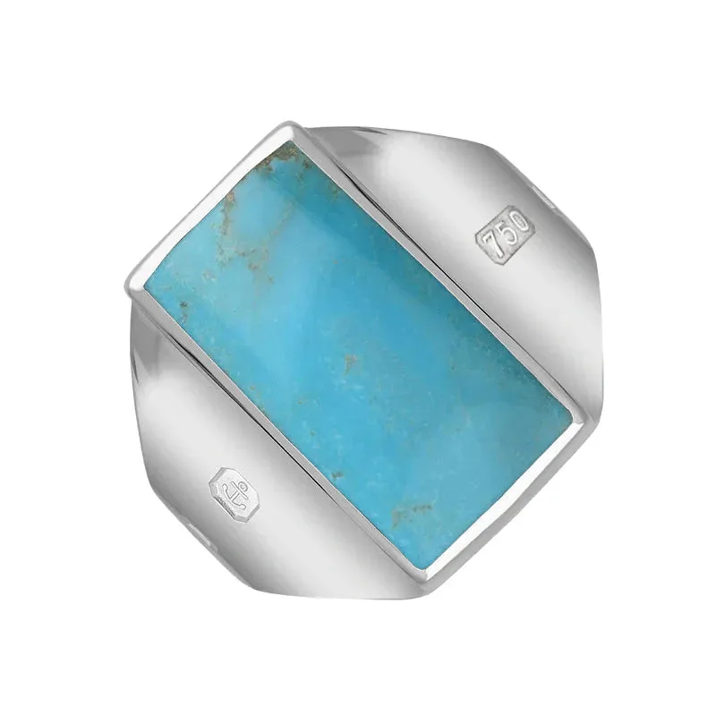18ct White Gold Turquoise Hallmark Small Oblong Ring sold by Jura Watches