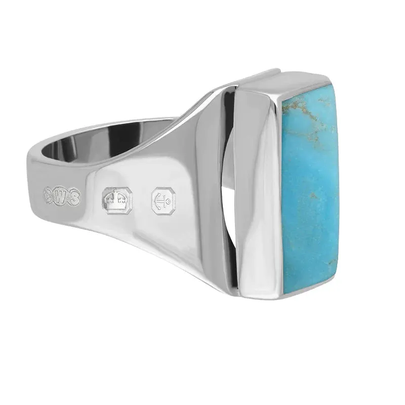 18ct White Gold Turquoise Hallmark Small Oblong Ring sold by Jura Watches product image thumbnail 3