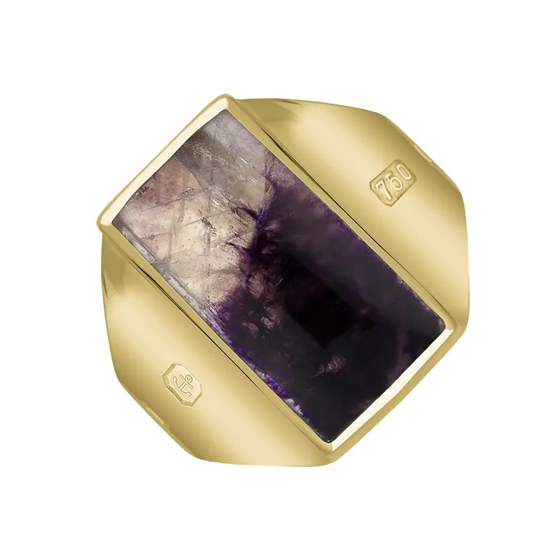 18ct Yellow Gold Blue John Hallmark Small Oblong Ring sold by Jura Watches