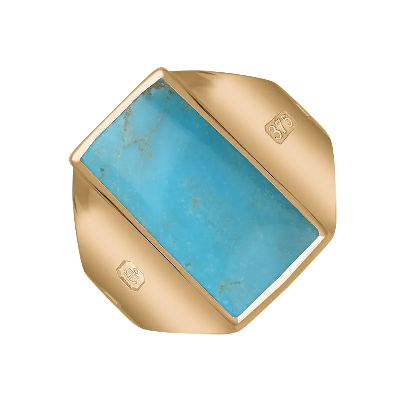 9ct Rose Gold Turquoise Hallmark Small Oblong Ring sold by Jura Watches