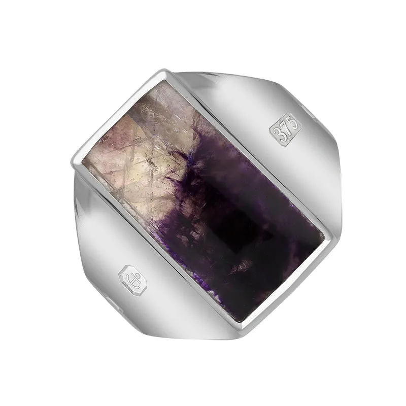 9ct White Gold Blue John Hallmark Small Oblong Ring sold by Jura Watches