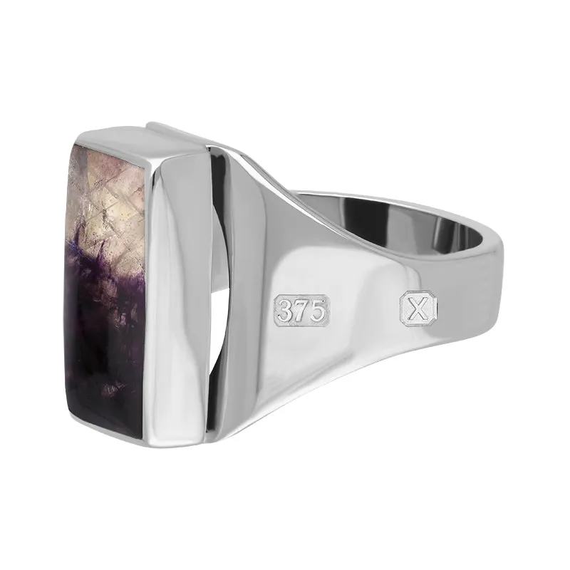9ct White Gold Blue John Hallmark Small Oblong Ring sold by Jura Watches product image thumbnail 2