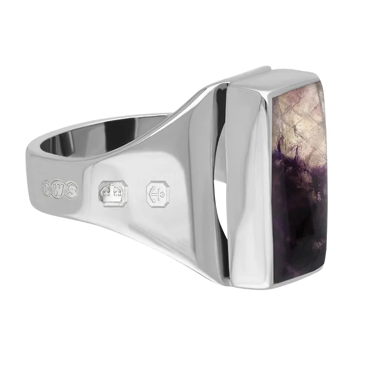 9ct White Gold Blue John Hallmark Small Oblong Ring sold by Jura Watches product image thumbnail 3