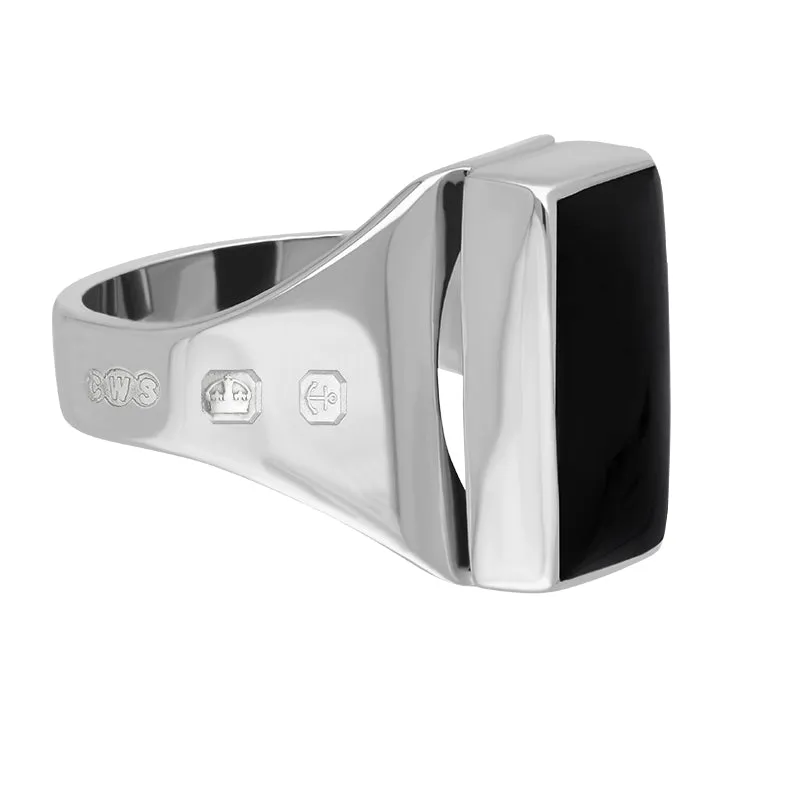9ct White Gold Whitby Jet Hallmark Small Oblong Ring sold by Jura Watches product image thumbnail 3