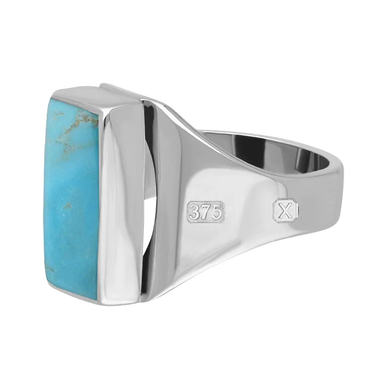 9ct White Gold Turquoise Hallmark Small Oblong Ring sold by Jura Watches product image thumbnail 2