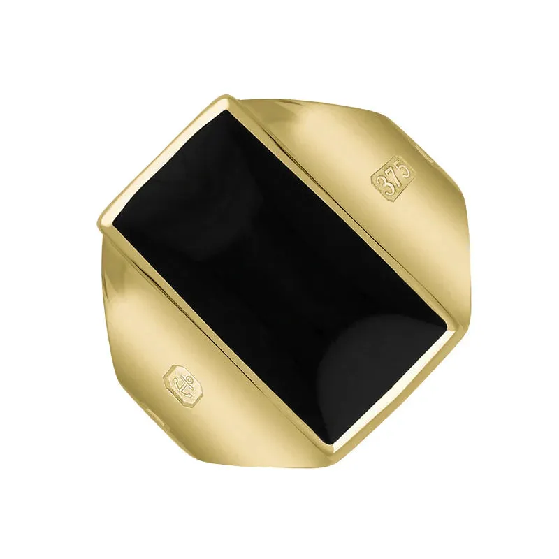9ct Yellow Gold Whitby Jet Hallmark Small Oblong Ring sold by Jura Watches