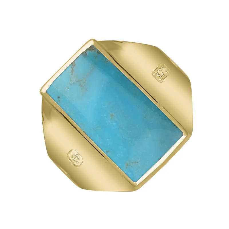 9ct Yellow Gold Turquoise Hallmark Small Oblong Ring sold by Jura Watches