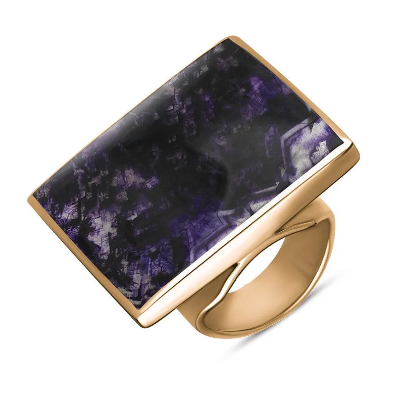 18ct Rose Gold Blue John Hallmark Large Square Ring sold by Jura Watches