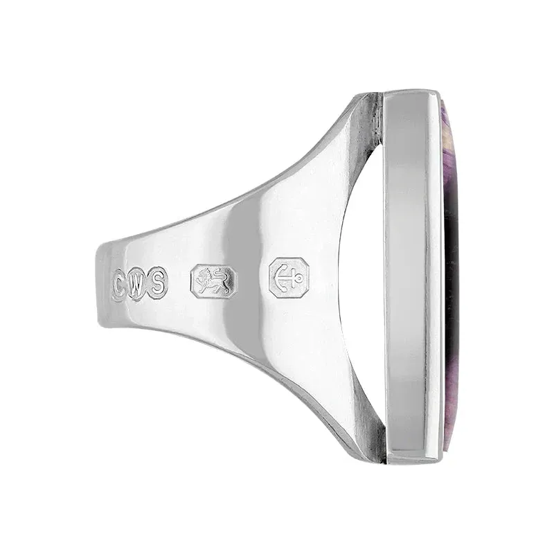 18ct White Gold Blue John Hallmark Medium Square Ring sold by Jura Watches product image thumbnail 3