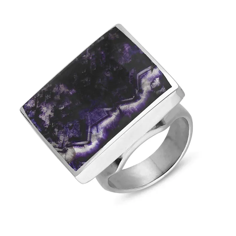 Sterling Silver Blue John Hallmark Medium Square Ring sold by Jura Watches