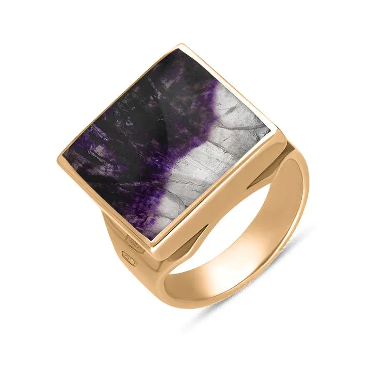 18ct Rose Gold Blue John Hallmark Small Square Ring sold by Jura Watches