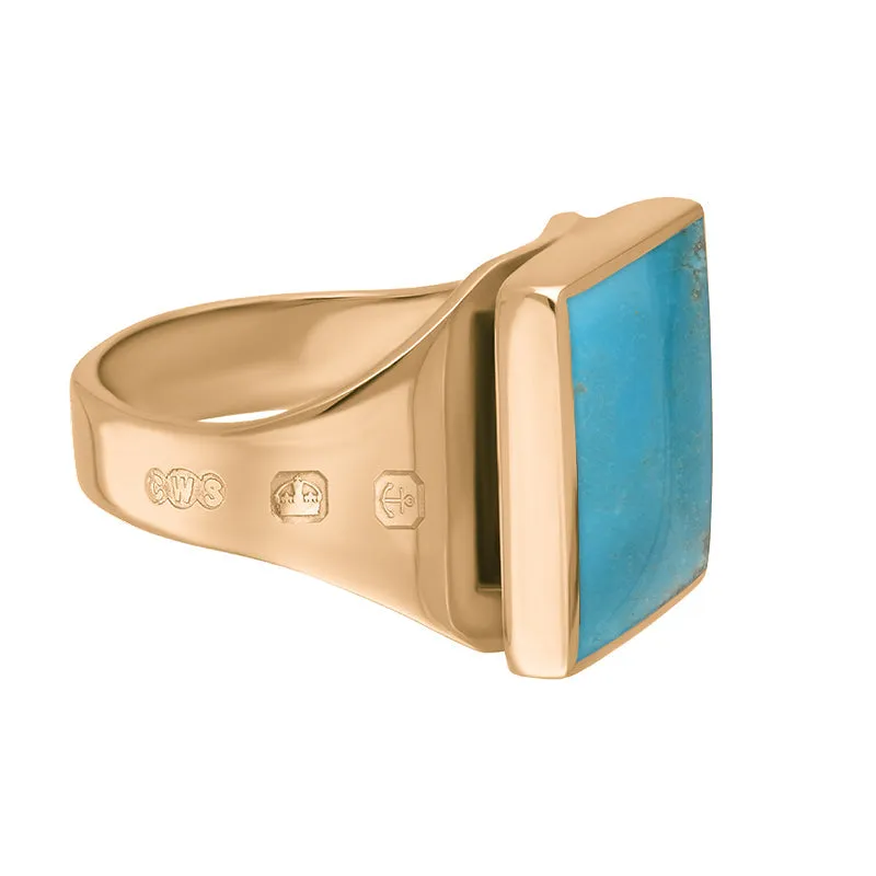 18ct Rose Gold Turquoise Hallmark Small Square Ring sold by Jura Watches product image thumbnail 3