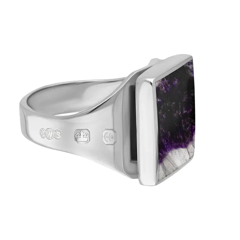 18ct White Gold Blue John Hallmark Small Square Ring sold by Jura Watches product image thumbnail 3