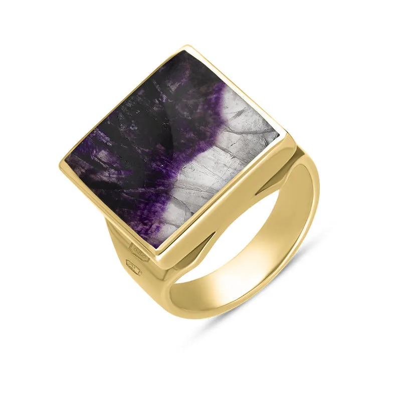 18ct Yellow Gold Blue John Hallmark Small Square Ring sold by Jura Watches