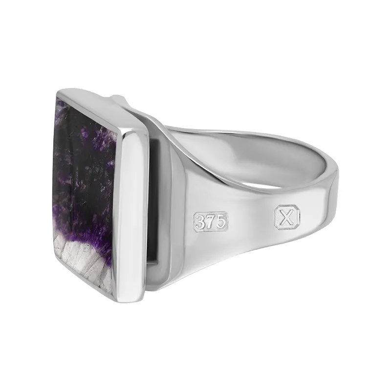 9ct White Gold Blue John Hallmark Small Square Ring sold by Jura Watches product image thumbnail 2