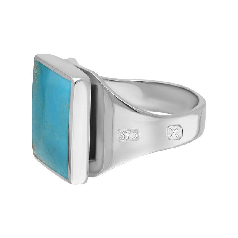 9ct White Gold Turquoise Hallmark Small Square Ring sold by Jura Watches product image thumbnail 2