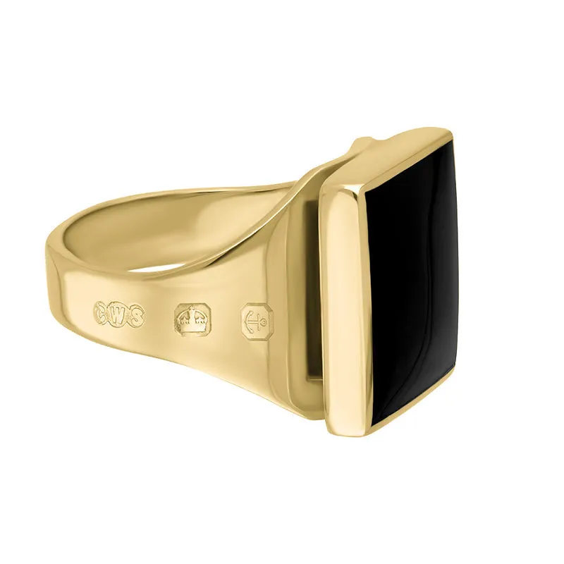 9ct Yellow Gold Whitby Jet Hallmark Small Square Ring sold by Jura Watches product image thumbnail 3